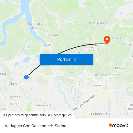 Veduggio Con Colzano to Serina map