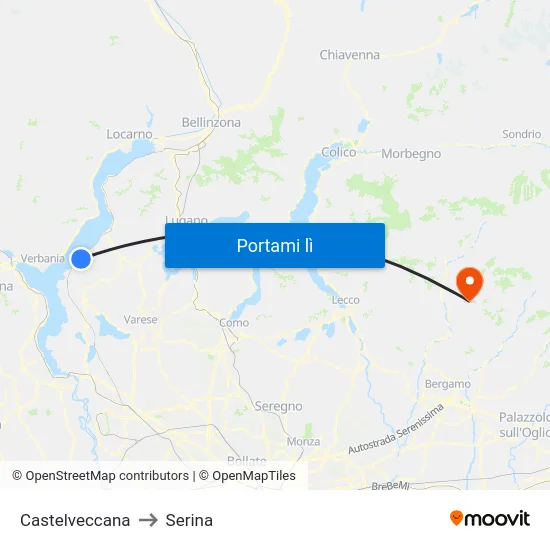 Castelveccana to Serina map