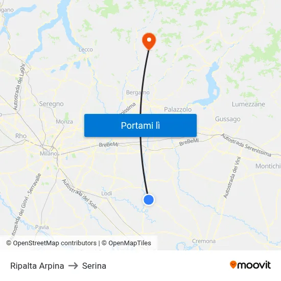 Ripalta Arpina to Serina map