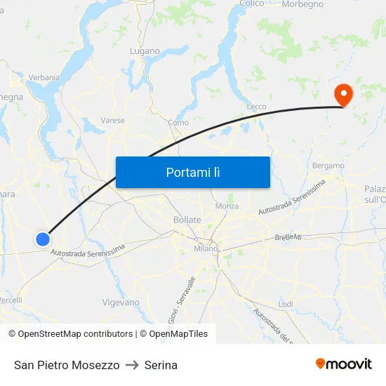 San Pietro Mosezzo to Serina map
