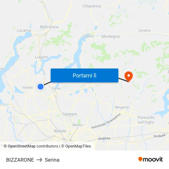 BIZZARONE to Serina map