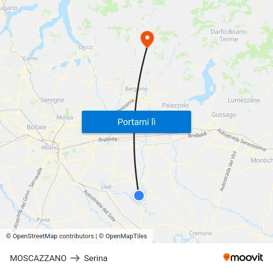 MOSCAZZANO to Serina map