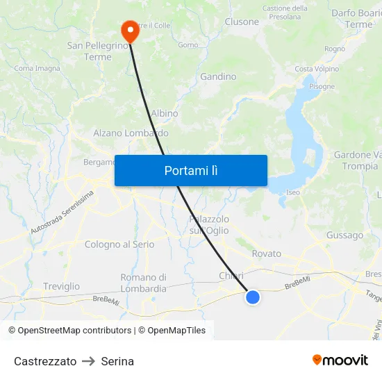 Castrezzato to Serina map