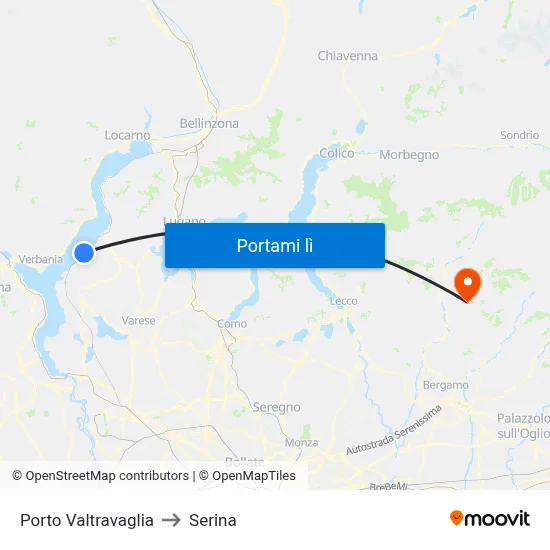 Porto Valtravaglia to Serina map
