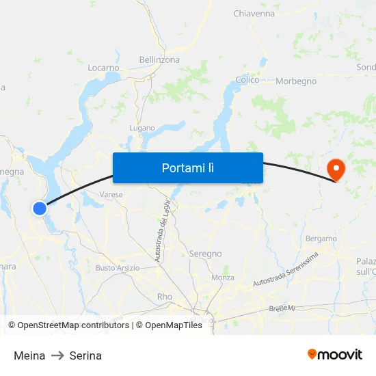 Meina to Serina map