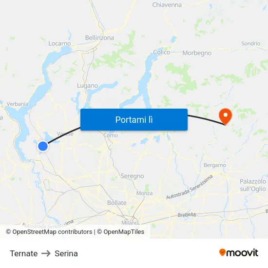 Ternate to Serina map