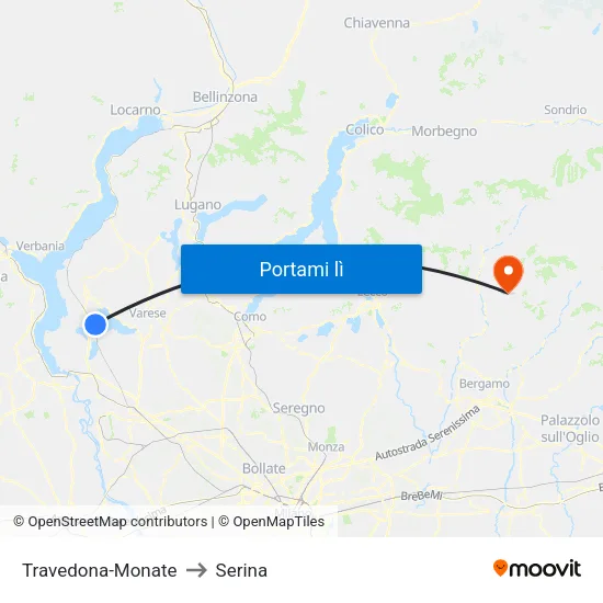 Travedona-Monate to Serina map