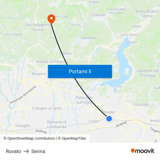 Rovato to Serina map