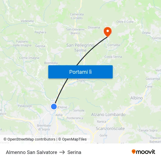 Almenno San Salvatore to Serina map