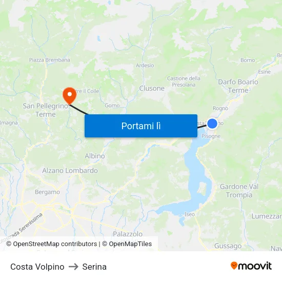 Costa Volpino to Serina map