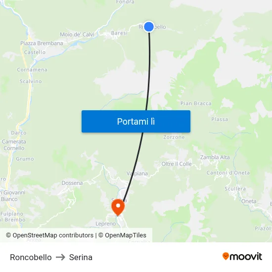 Roncobello to Serina map