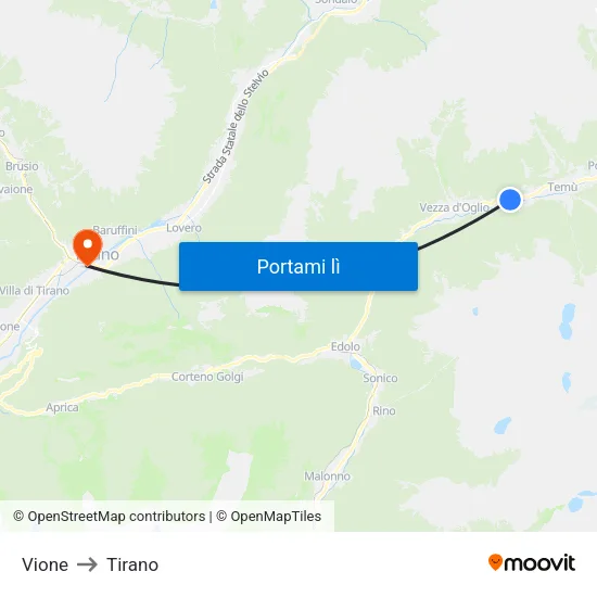 Vione to Tirano map