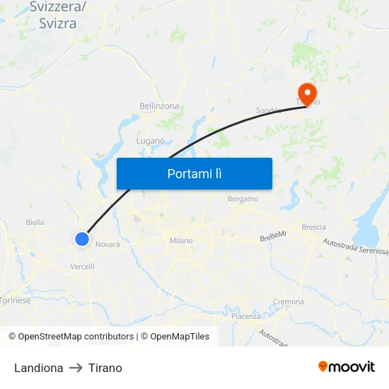 Landiona to Tirano map
