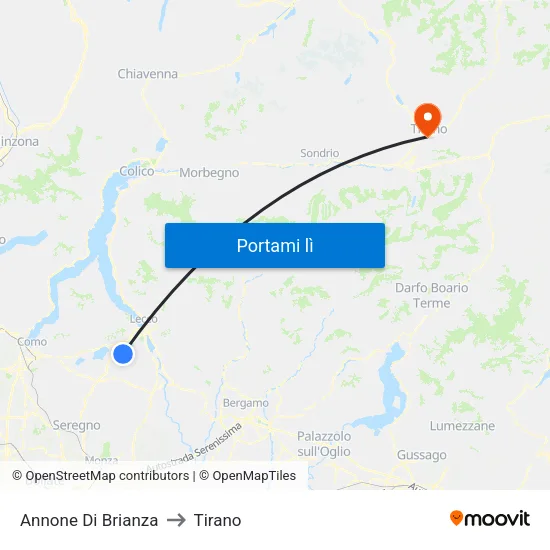 Annone Di Brianza to Tirano map