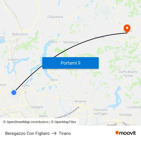 Beregazzo Con Figliaro to Tirano map