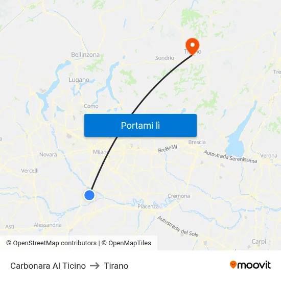 Carbonara Al Ticino to Tirano map