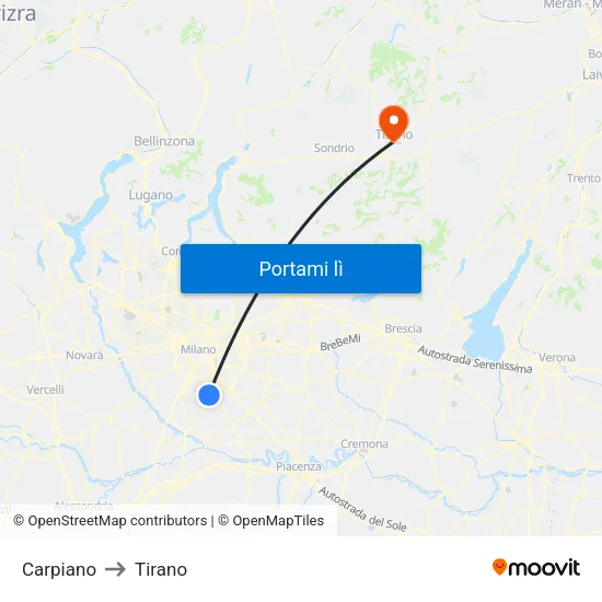 Carpiano to Tirano map