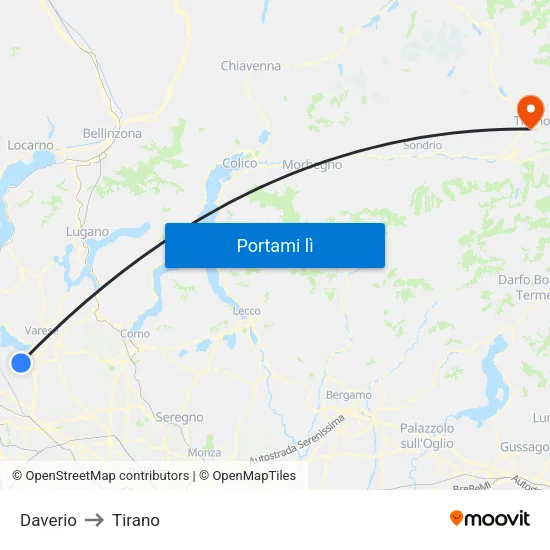 Daverio to Tirano map