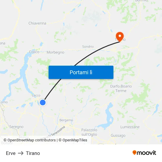Erve to Tirano map