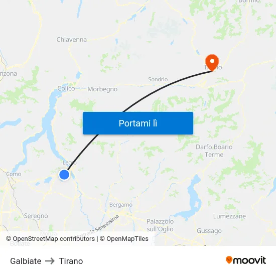 Galbiate to Tirano map