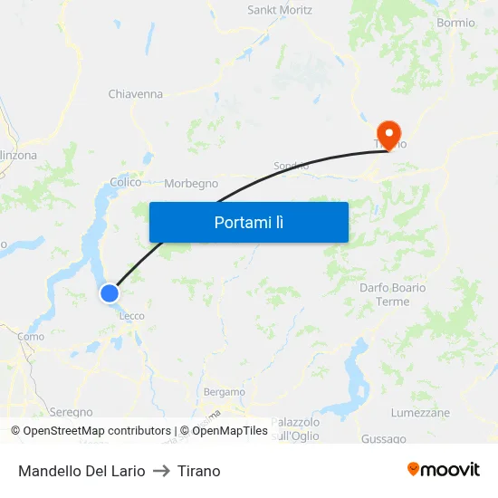 Mandello Del Lario to Tirano map