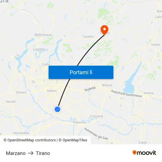 Marzano to Tirano map