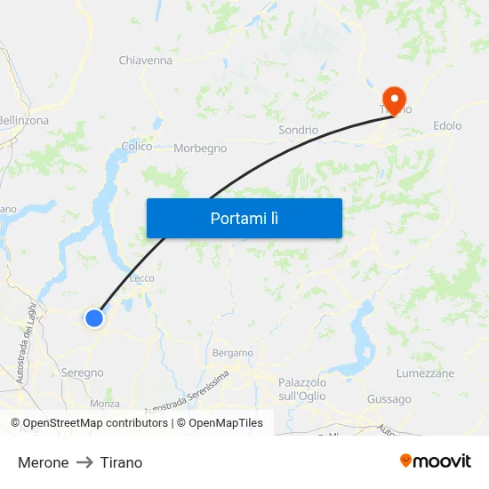 Merone to Tirano map