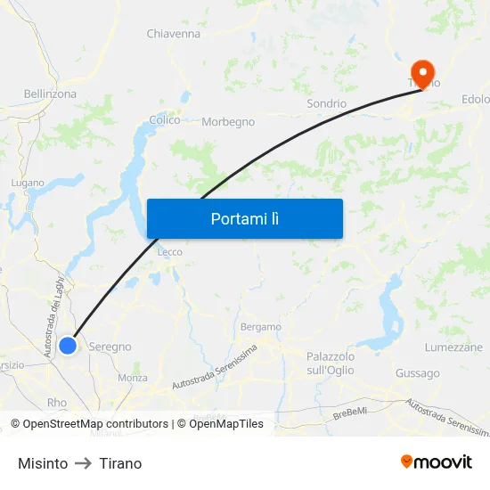 Misinto to Tirano map