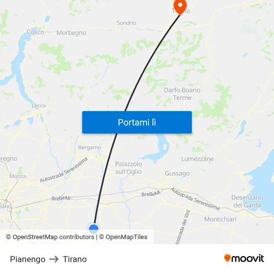 Pianengo to Tirano map