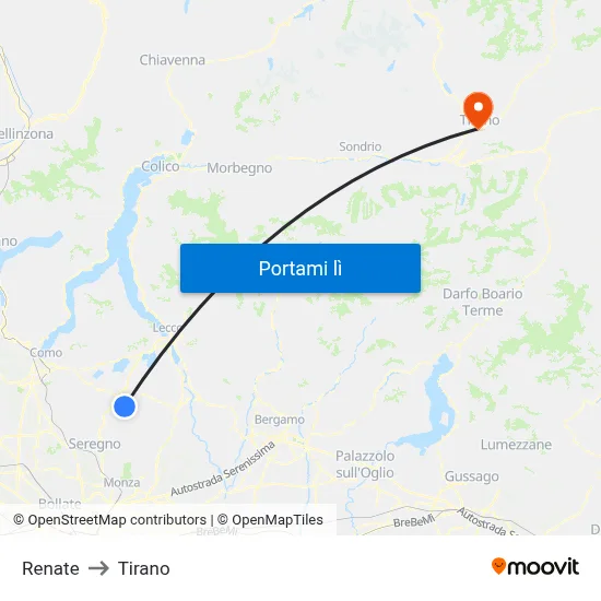 Renate to Tirano map