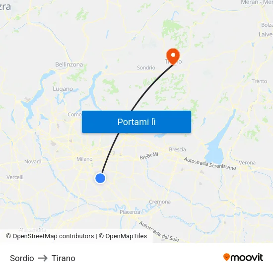 Sordio to Tirano map