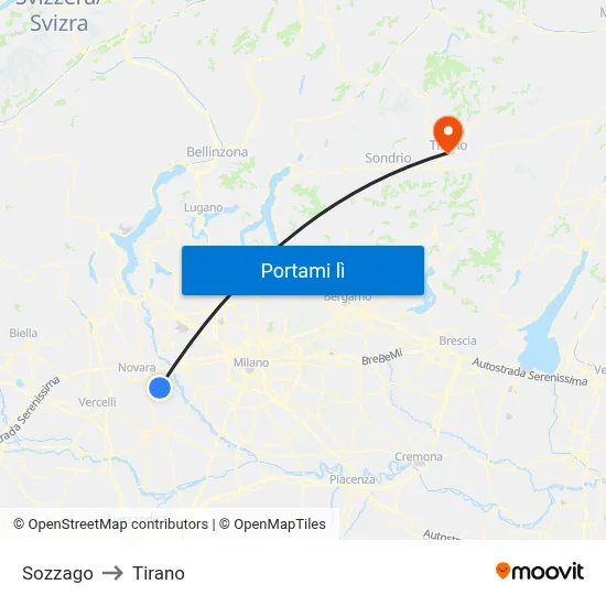 Sozzago to Tirano map