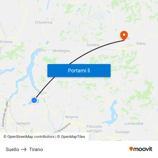 Suello to Tirano map