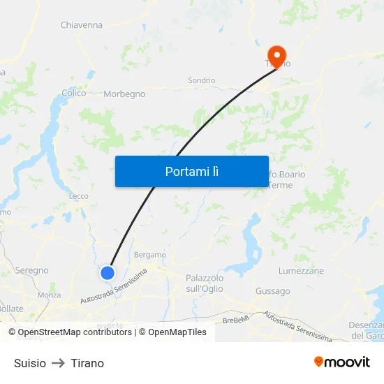 Suisio to Tirano map