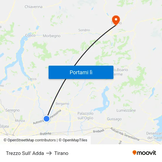 Trezzo Sull' Adda to Tirano map