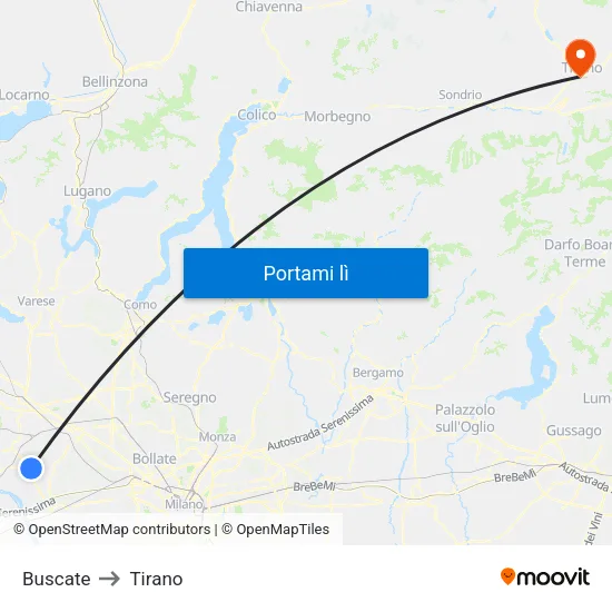 Buscate to Tirano map