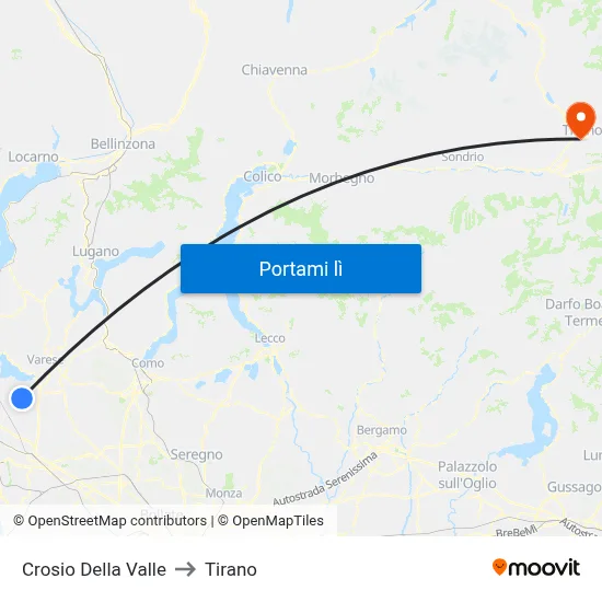 Crosio Della Valle to Tirano map