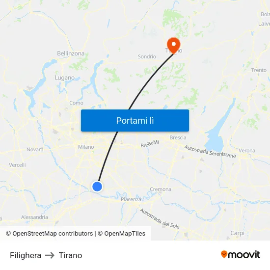 Filighera to Tirano map