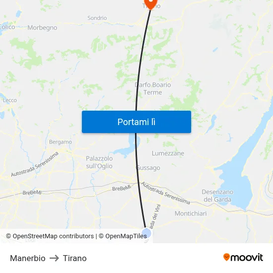 Manerbio to Tirano map