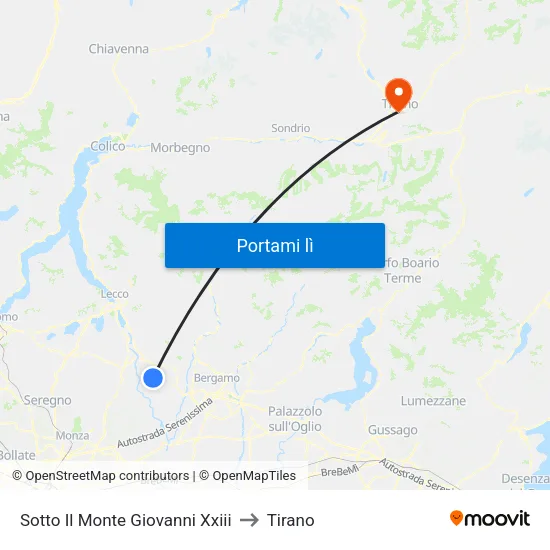 Sotto Il Monte Giovanni Xxiii to Tirano map