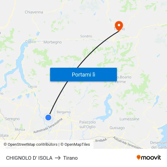 CHIGNOLO D' ISOLA to Tirano map