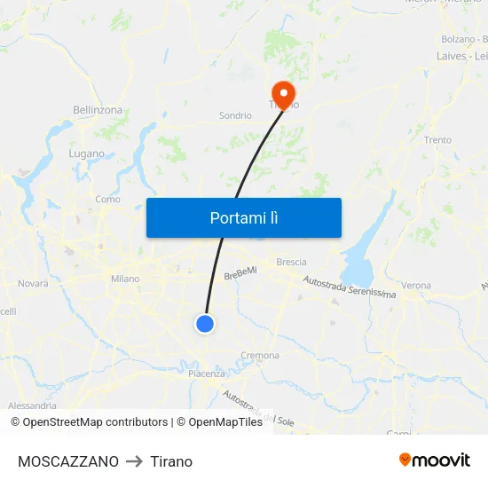 MOSCAZZANO to Tirano map