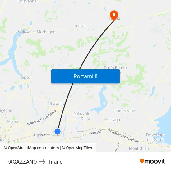 PAGAZZANO to Tirano map