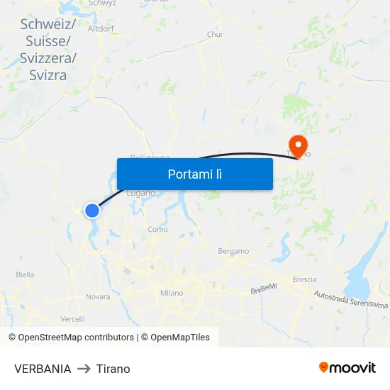 VERBANIA to Tirano map