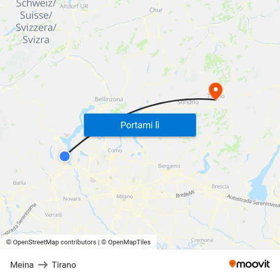 Meina to Tirano map