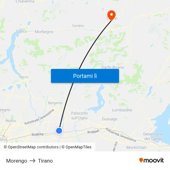 Morengo to Tirano map