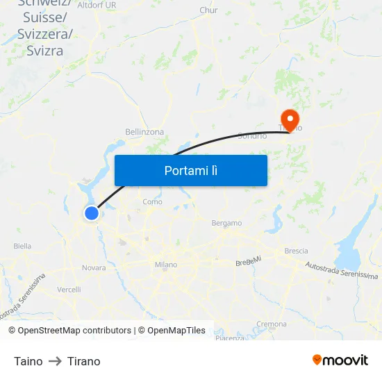 Taino to Tirano map