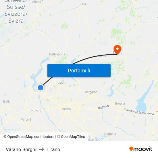 Varano Borghi to Tirano map
