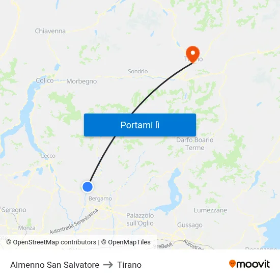 Almenno San Salvatore to Tirano map