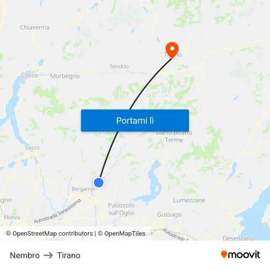 Nembro to Tirano map